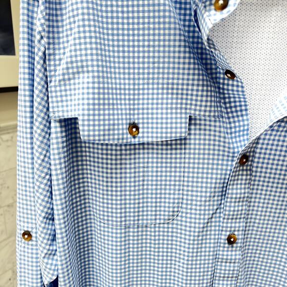 Peter Millar Gulf Vented Boat Fishing UPF Sun Shirt Button Down Gingham XL - Picture 4 of 10